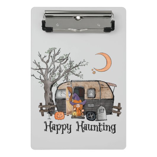 Happy Haunting | Halloween Camper | Spooky Hexe Mini Klemmbrett (Vorderseite)