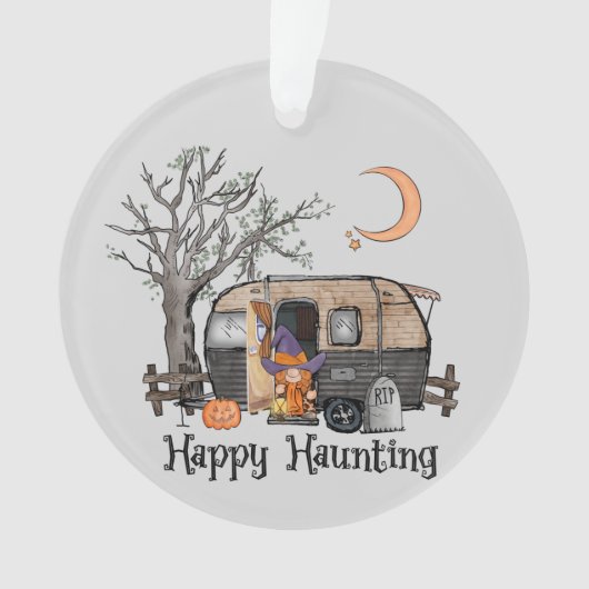 Happy Haunting | Halloween Camper | Spooky Hexe Ornament (Vorderseite)