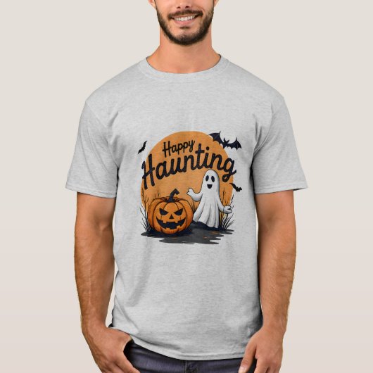 Happy Haunting Halloween Design T-Shirt (Vorderseite)