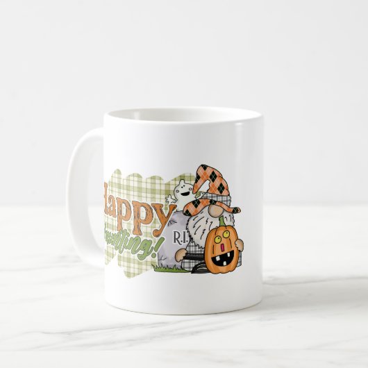 Happy Haunting Halloween Gnome Kaffeetasse (Vorderseite Links)