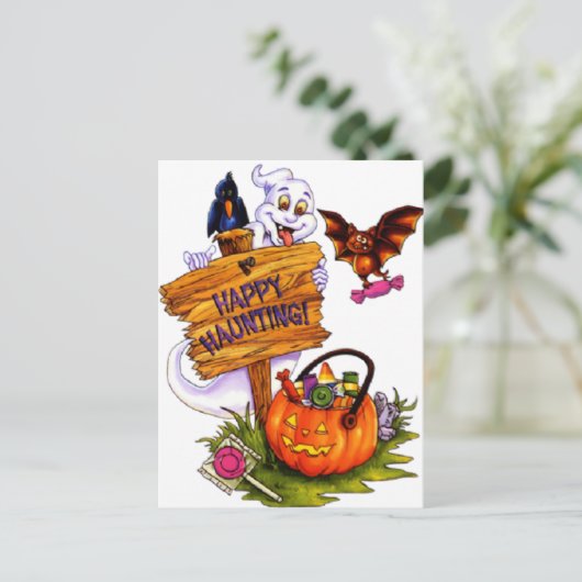 Happy Haunting Postkarte (Stehend Vorderseite)