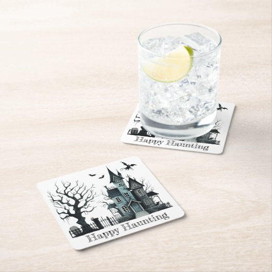 Happy Haunting Rechteckiger Pappuntersetzer (Vor Ort)