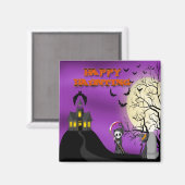 Happy Haunting Sensenmann Square Magnet (Vorderseite/Rückseite)