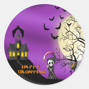 Happy Haunting Sensenmann Umschlag Aufkleber
