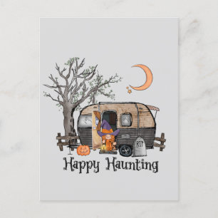 Happy Haunting - Spooky Hexe und Camper Van Postkarte
