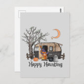 Happy Haunting - Spooky Hexe und Camper Van Postkarte (Vorne/Hinten)