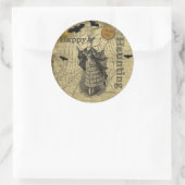 Happy Haunting Vintag Halloween Bat Runder Aufkleber (Tasche)