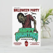 Happy Haunting Zombie Halloween-Party Einladung (Stehend Vorderseite)