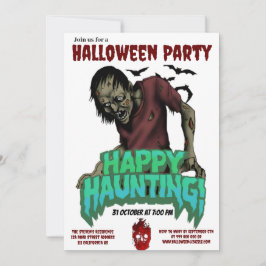 Happy Haunting Zombie Halloween-Party Einladung