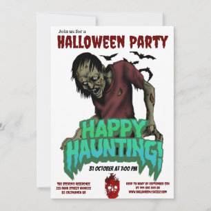 Happy Haunting Zombie Halloween-Party Einladung