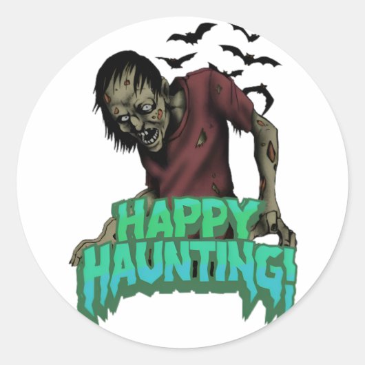 Happy Haunting Zombie Halloween Spooky Sticker (Vorderseite)