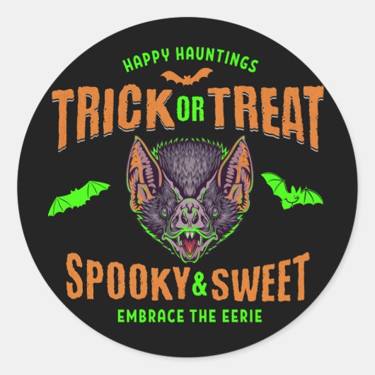 Happy Hauntings | Halloween-Fledermäuse, Trick ode Runder Aufkleber (Vorderseite)