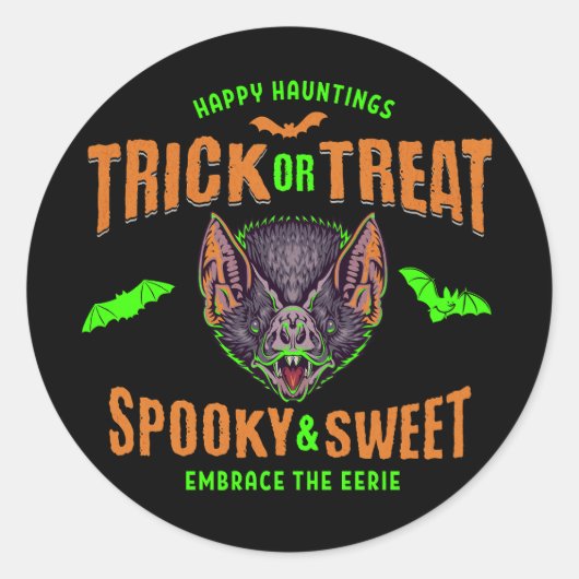 Happy Hauntings | Halloween-Fledermäuse, Trick ode Runder Aufkleber (Vorderseite)
