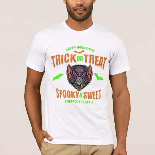 Happy Hauntings | Halloween-Fledermäuse, Trick ode T-Shirt (Vorderseite)
