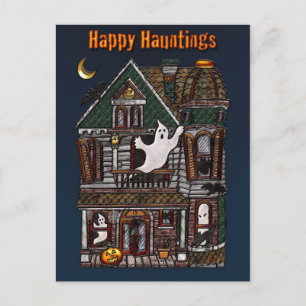 Happy Hauntings Spuk House Post Card Postkarte