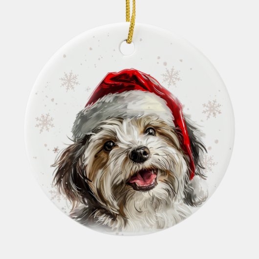 Happy Havanese Dog Christmas Personalized Keramik Ornament (Vorne)