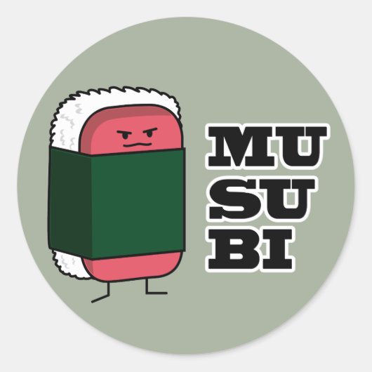 Happy Hawaiian Musubi Sushi Nori Algen Runder Aufkleber (Vorderseite)