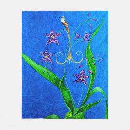 Happy Hawaiian Orchid Bird Fleecedecke