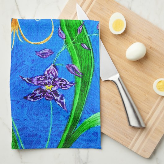 Happy Hawaiian Orchid Bird Geschirrtuch (Viertel Falte)