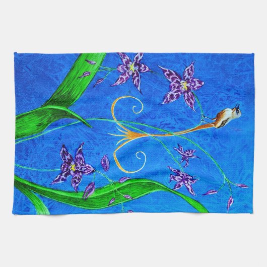Happy Hawaiian Orchid Bird Geschirrtuch (Horizontal)