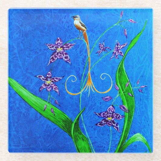 Happy Hawaiian Orchid Bird Glasuntersetzer (Vorderseite)