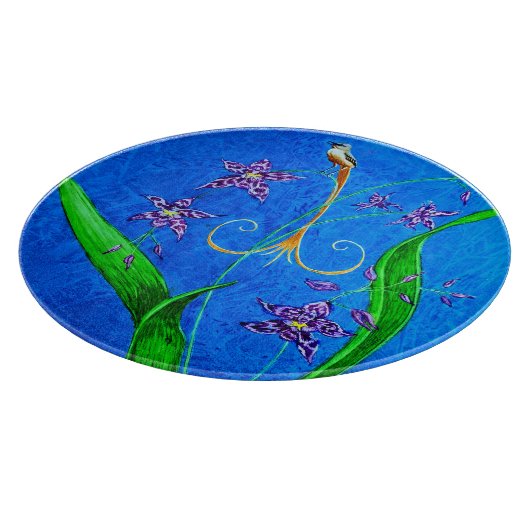 Happy Hawaiian Orchid Bird Schneidebrett (Ecke)