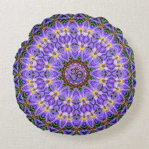 Happy Healing Lila Yellow Mandala OM Yoga Runde Rundes Kissen