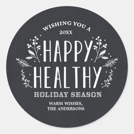 Happy Healthy Holiday | Aufkleber für Geschenktipp (Vorderseite)
