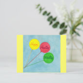 Happy Healthy Wealthy Balloon Affirmation Postkarte (Stehend Vorderseite)