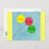 Happy Healthy Wealthy Balloon Affirmation Postkarte (Vorne/Hinten)