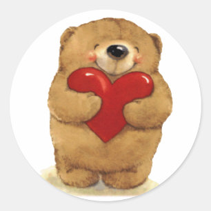 Happy Heart Bear Runder Aufkleber