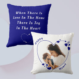 Happy Heart Blue Custom Foto Pillow Kissen