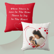 Happy Heart Custom Foto Pillow Red