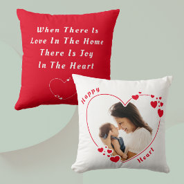 Happy Heart Custom Foto Pillow Red Kissen