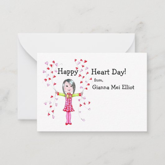 Happy Heart Day II Valentines Mitteilungskarte (Vorderseite)