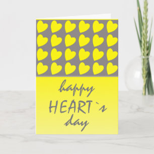 Happy Heart Day Yellow Heart Valentine Day Feiertagskarte