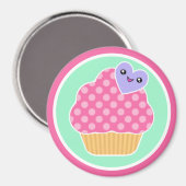 Happy Heart Kawaii Cupcake Magnet (Vorderseite/Rückseite)