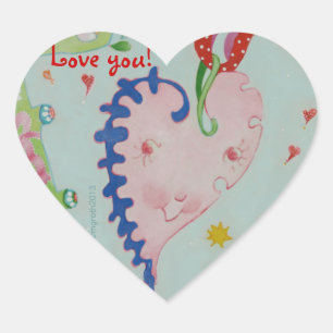 Happy Heart Valentine Aufkleber