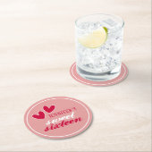 Happy Hearts 16 . Geburtstag Runder Pappuntersetzer (Vor Ort)