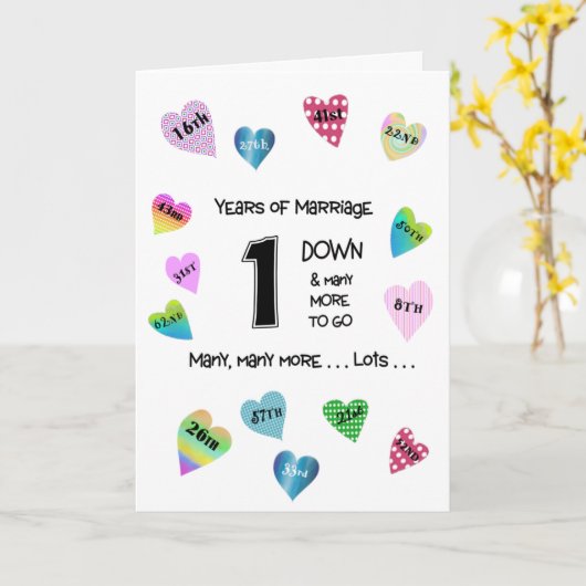 Happy Hearts 1. Jahrestag Karte (Gelbe Blume)