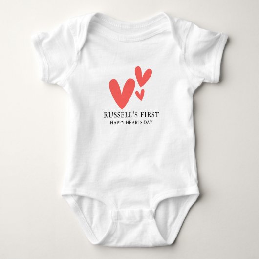 Happy Hearts Day Personalisiert Baby Strampler (Vorderseite)
