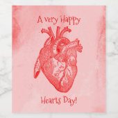 Happy Hearts Day Valentine Weinetikett (Einzelnes Label)