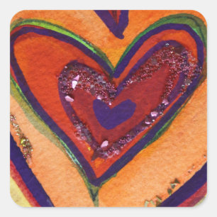 Happy Hearts Glitzer Liebe Labels Art Stickers