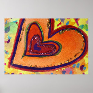 Happy Hearts Malerei Art Poster Print