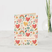 Happy Hearts - Whimsical Valentinstag Pattern Karte (Vorderseite)