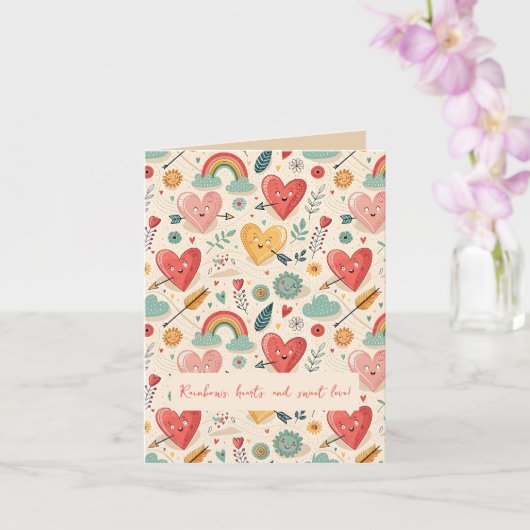 Happy Hearts - Whimsical Valentinstag Pattern Karte (Orchidee)