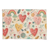 Happy Hearts - Whimsical Valentinstag Pattern Kissenbezug (Vorderseite)