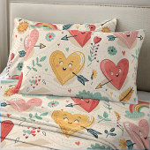 Happy Hearts - Whimsical Valentinstag Pattern Kissenbezug