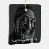 "Happy Heavenly Holidays" Photo Memorial Christmas Keramikornament (Rechts)
