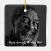 "Happy Heavenly Holidays" Photo Memorial Christmas Keramikornament (Rückseite)
